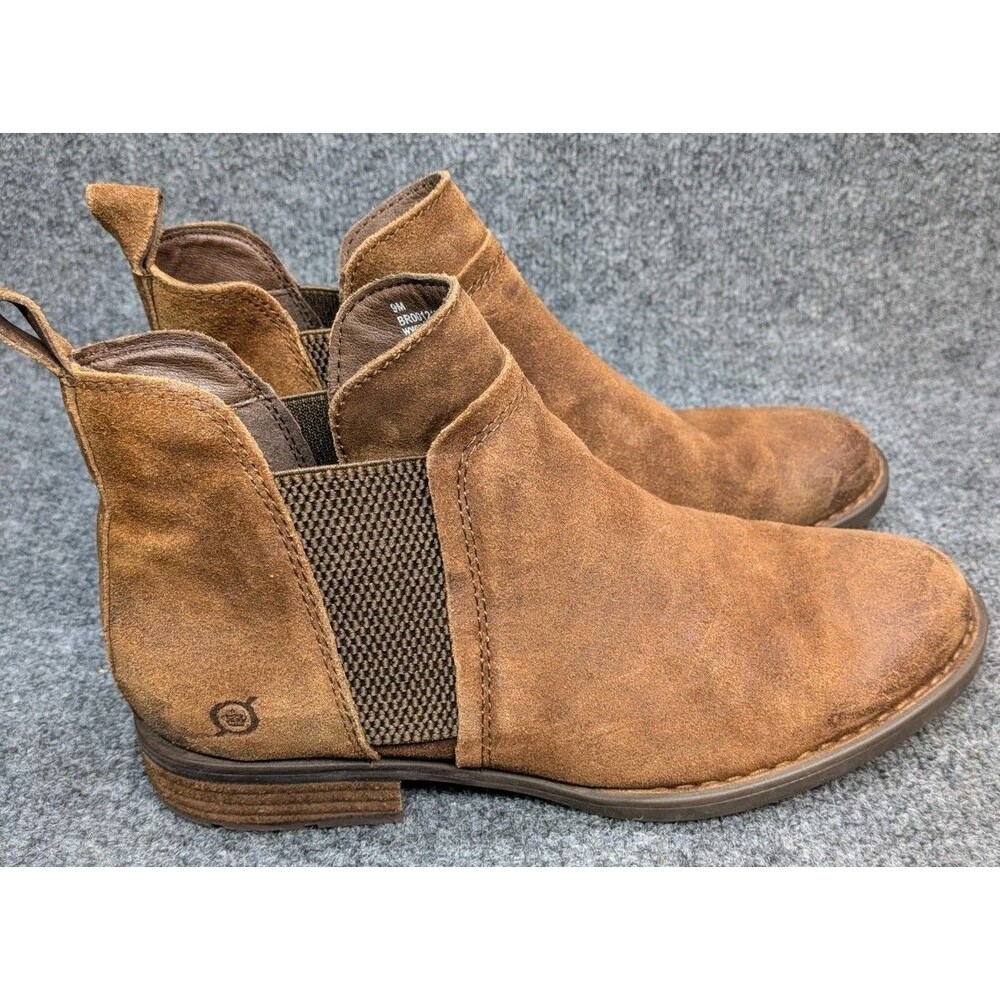 Born Women's 9M Brown Suede Chelsea Ankle Boots Elastic Side Comfort Casual - Picture 7 of 16